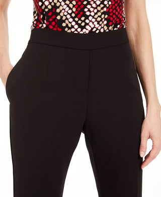 Calça curta Calvin Klein feminina com acabamento canelado, preta, tamanho 10