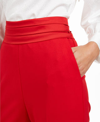 Calça feminina Calvin Klein Tretch Slim-Fit Vermelha Tamanho 10