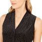 Blusa feminina texturizada com estampa animal, preta, tamanho extragrande