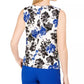Blusa plissada com estampa floral feminina Calvin Klein, branca, tamanho X-G