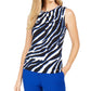 Blusa Calvin Klein Feminina Plissada Estampada Animal Azul Tamanho Grande