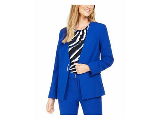Calvin Klein Blazer Feminino Sem Gola e Botão Único Azul Tamanho 0