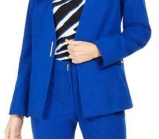 Calvin Klein Blazer Feminino Sem Gola e Botão Único Azul Tamanho 10