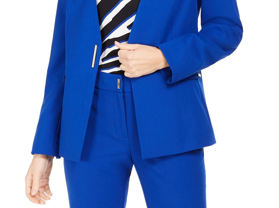 Calvin Klein Blazer Feminino Sem Gola e Botão Único Azul Tamanho 2