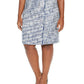 Saia lápis feminina Calvin Klein Tweed com franjas, azul, tamanho 10