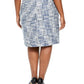Saia lápis feminina Calvin Klein Tweed com franjas, azul, tamanho 14