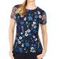 Blusa de malha bordada floral feminina Calvin Klein, azul, tamanho extra grande