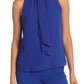 Blusa Calvin Klein Feminina Sem Mangas com Decote Amarrado Azul Tamanho P