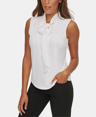 Blusa Calvin Klein Feminina Sem Mangas Com Decote Redondo, Branca, Tamanho Grande