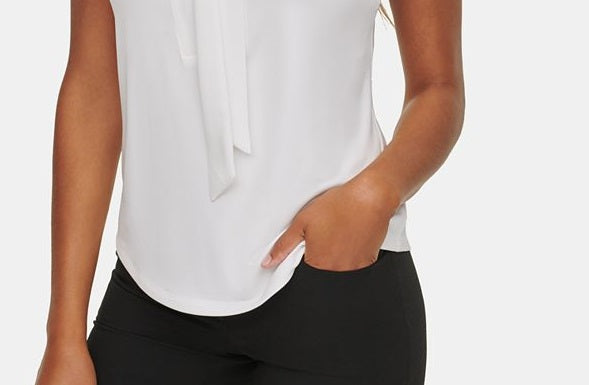 Blusa Calvin Klein Feminina Sem Mangas Com Decote Redondo, Branca, Tamanho Grande