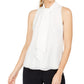 Blusa Calvin Klein Feminina Sem Mangas com Decote Redondo, Branca, Tamanho XS