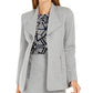 Calvin Klein Blazer Feminino com Gola Asa e Frente Aberta, Prata, Tamanho 6