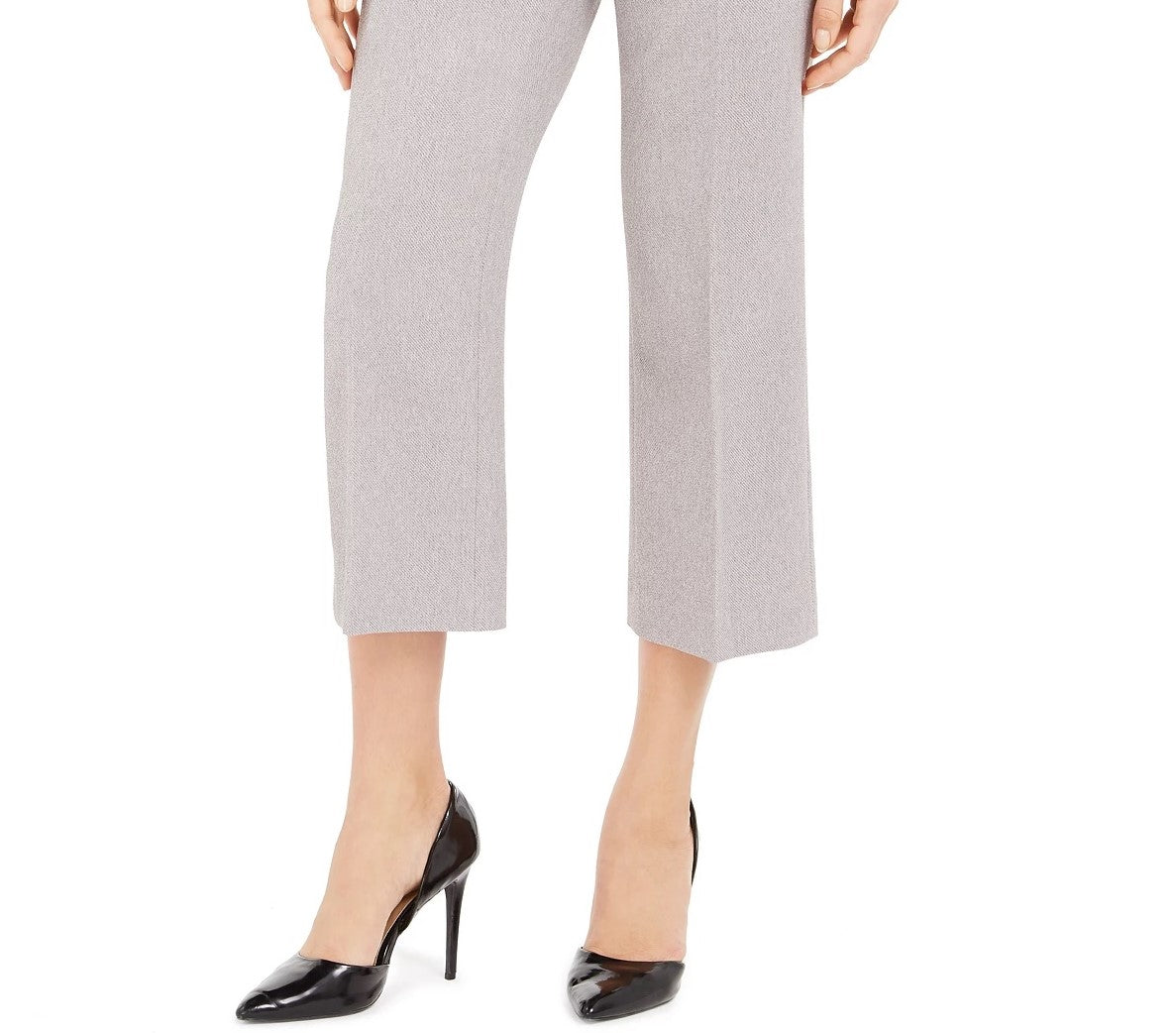 Calça curta de sarja Calvin Klein feminina com bolsos e zíper, cinza, tamanho 0