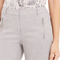 Calça curta de sarja Calvin Klein feminina com bolsos e zíper, cinza, tamanho 12