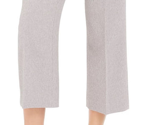 Calça curta de sarja Calvin Klein feminina com bolsos e zíper, cinza, tamanho 12