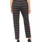 Calça feminina Calvin Klein xadrez com amarração na cintura, slim fit, prata, tamanho 12