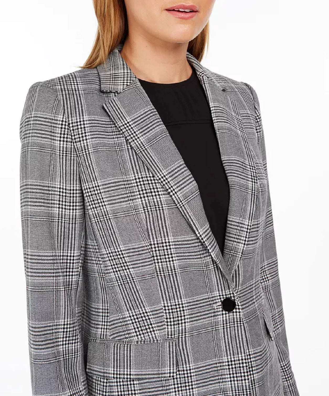 Calvin Klein Blazer Xadrez Feminino Cinza Tamanho 16