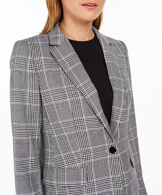 Calvin Klein Blazer Xadrez Feminino Cinza Tamanho 16