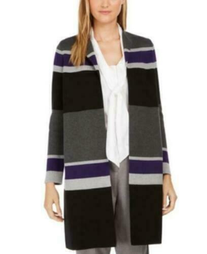Cardigan feminino listrado com abertura frontal Calvin Klein cinza tamanho pequeno