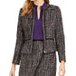 Jaqueta Calvin Klein Feminina Tweed com Zíper Frontal e Gola Sem Mangas, Preta, Tamanho 14