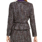 Jaqueta Calvin Klein Feminina Tweed com Zíper Frontal e Gola Sem Mangas, Preta, Tamanho 14