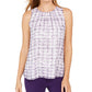 Blusa Calvin Klein Feminina Sem Mangas Estampada Gola Prega Roxa Tamanho Grande