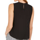 Blusa feminina Calvin Klein sem mangas com decote plissado, preta, tamanho grande