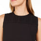 Blusa feminina Calvin Klein sem mangas com decote plissado, preta, tamanho grande