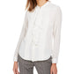 Blusa Calvin Klein Feminina com Babados e Botões Frontais, Branca, Tamanho Médio
