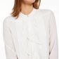 Blusa Calvin Klein Feminina com Babados e Botões Frontais, Branca, Tamanho Médio