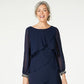Vestido de chiffon em camadas de manga comprida da Sl Women's Fashions, azul-marinho, tamanho 12