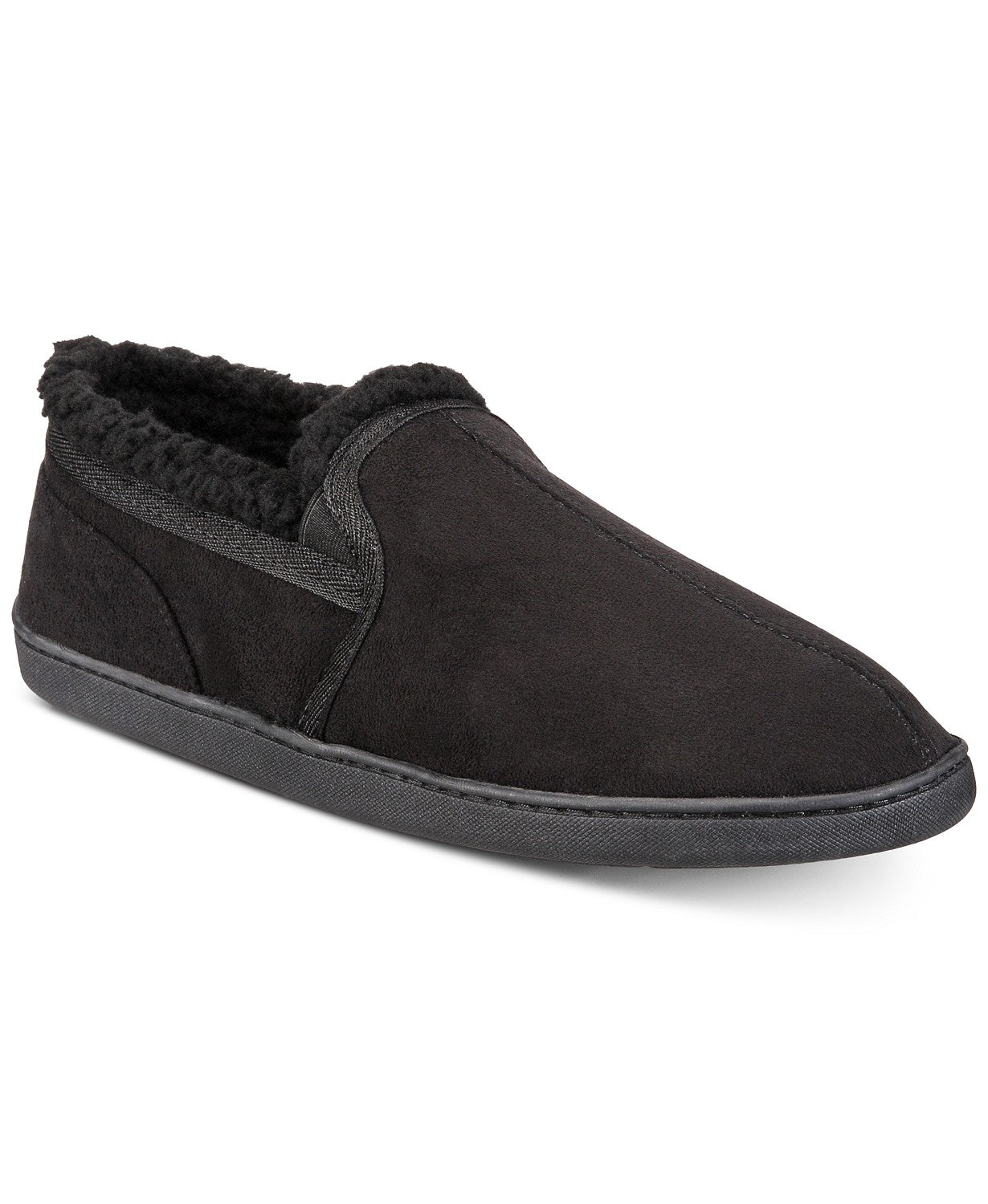 Pantufas masculinas Gold Toe Twin Gore de camurça sintética, pretas, tamanho M (7-8)