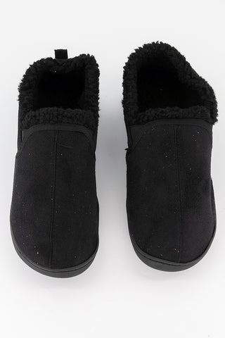 Pantufas masculinas Gold Toe Twin Gore de camurça sintética, pretas, tamanho 9