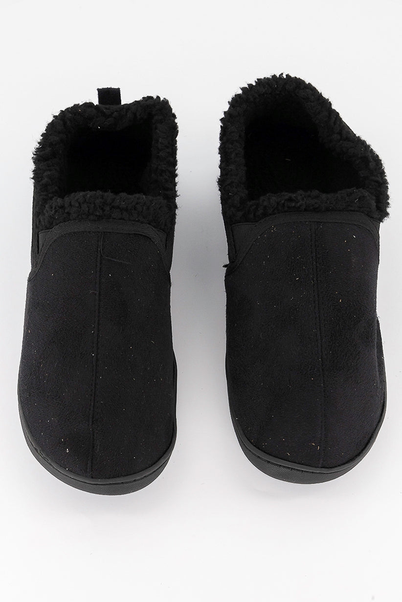 Pantufas masculinas Gold Toe Twin Gore de camurça sintética, pretas, tamanho M (7-8)