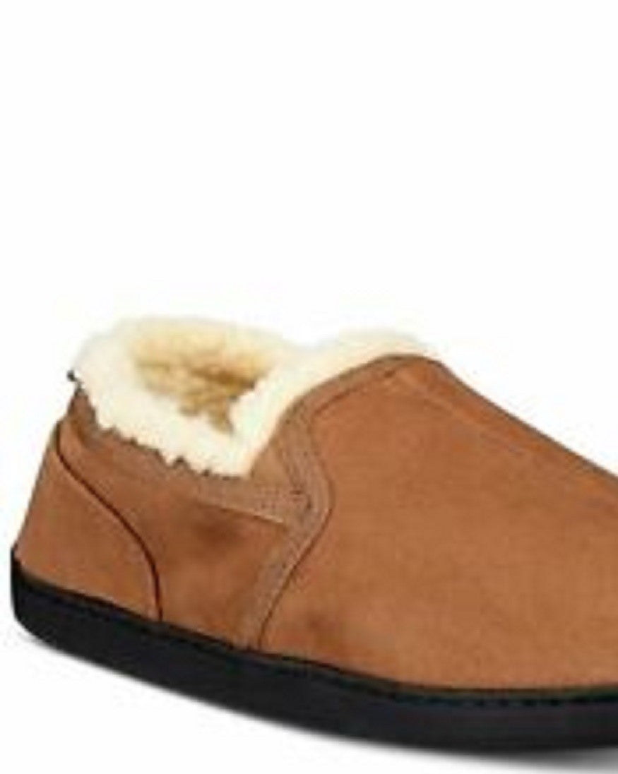 Pantufas masculinas Gold Toe Twin Gore de camurça sintética bege escuro tamanho pequeno