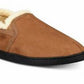 Pantufas masculinas Gold Toe Twin Gore de camurça sintética bege escuro tamanho pequeno