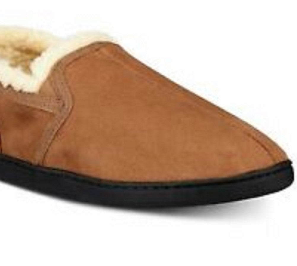 Pantufas masculinas Gold Toe Twin Gore de camurça sintética bege escuro tamanho pequeno