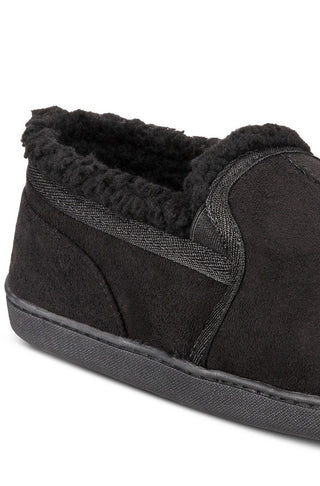 Pantufas masculinas Gold Toe Twin Gore de camurça sintética, pretas, tamanho pequeno