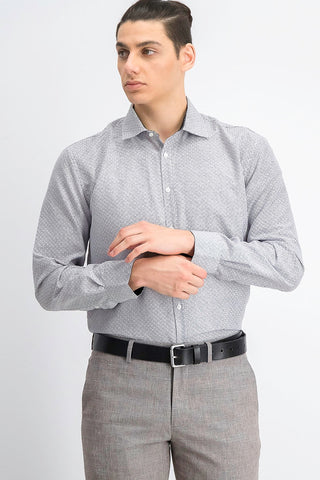 Camisa social masculina com estampa geométrica, corte slim e antirrugas, tamanho médio, da Society of Threads