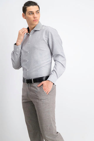 Camisa social masculina com estampa geométrica, corte slim e antirrugas, tamanho médio, da Society of Threads