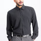 Camisa social masculina de corte slim fit elástica de desempenho, tamanho pequeno, preta, da Society of Threads