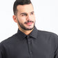 Camisa social masculina de corte slim fit elástica de desempenho, tamanho pequeno, preta, da Society of Threads