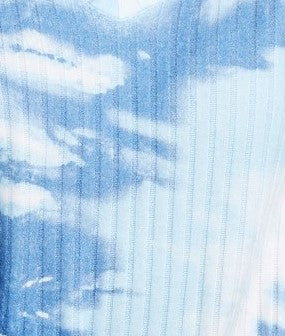 Blusa canelada tingida Crave Fame Juniors, tamanho médio, azul