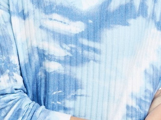 Blusa canelada tingida Crave Fame Junior's aconchegante, azul, tamanho extra pequeno