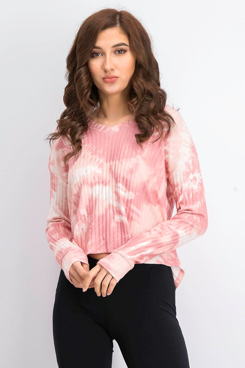 Blusa canelada tingida Crave Fame Junior, tamanho extra pequeno, rosa