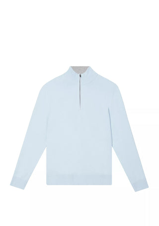 Suéter Calvin Klein Masculino com Zíper 1/4 Azul Claro Tamanho Médio