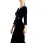 Vestido feminino Connected de veludo com broche de strass, azul-marinho, tamanho 16