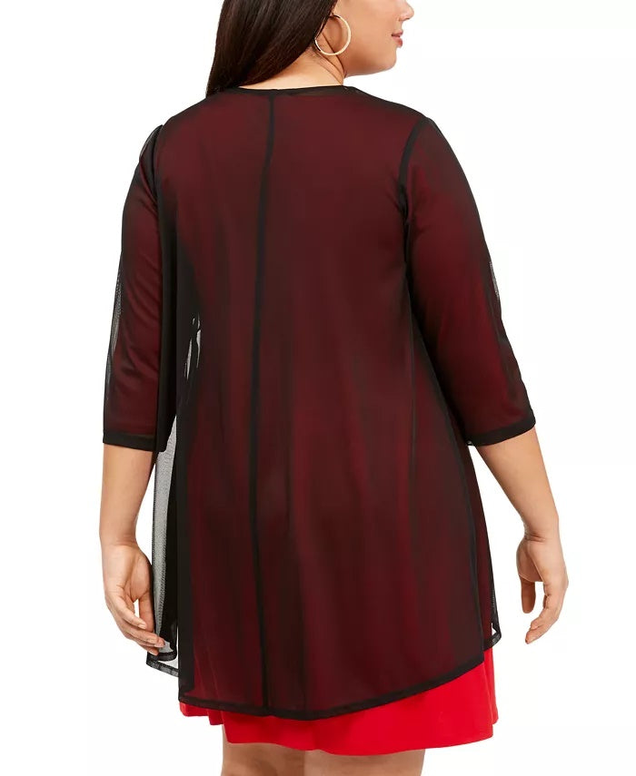 Blusa feminina plus size com frente aberta, preta, tamanho 3X
