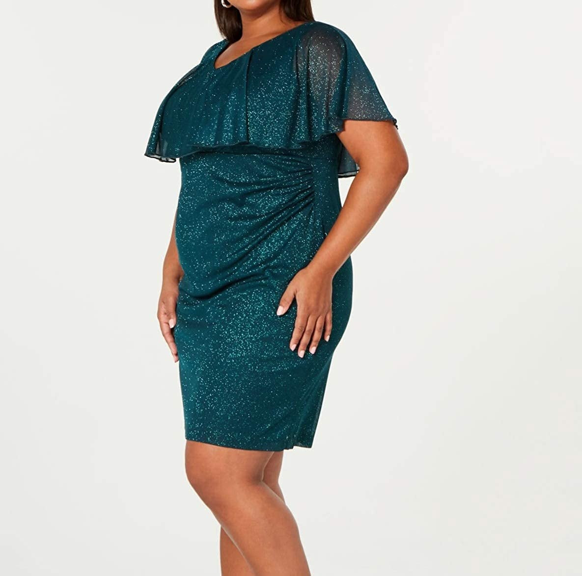 Vestido popover metálico plus size feminino conectado verde caçador tamanho 18