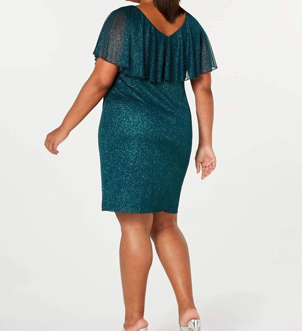 Vestido popover metálico plus size feminino conectado verde caçador tamanho 18